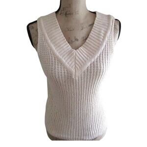 Vintage Neutral Knit Sweater Vest V-Neck XS